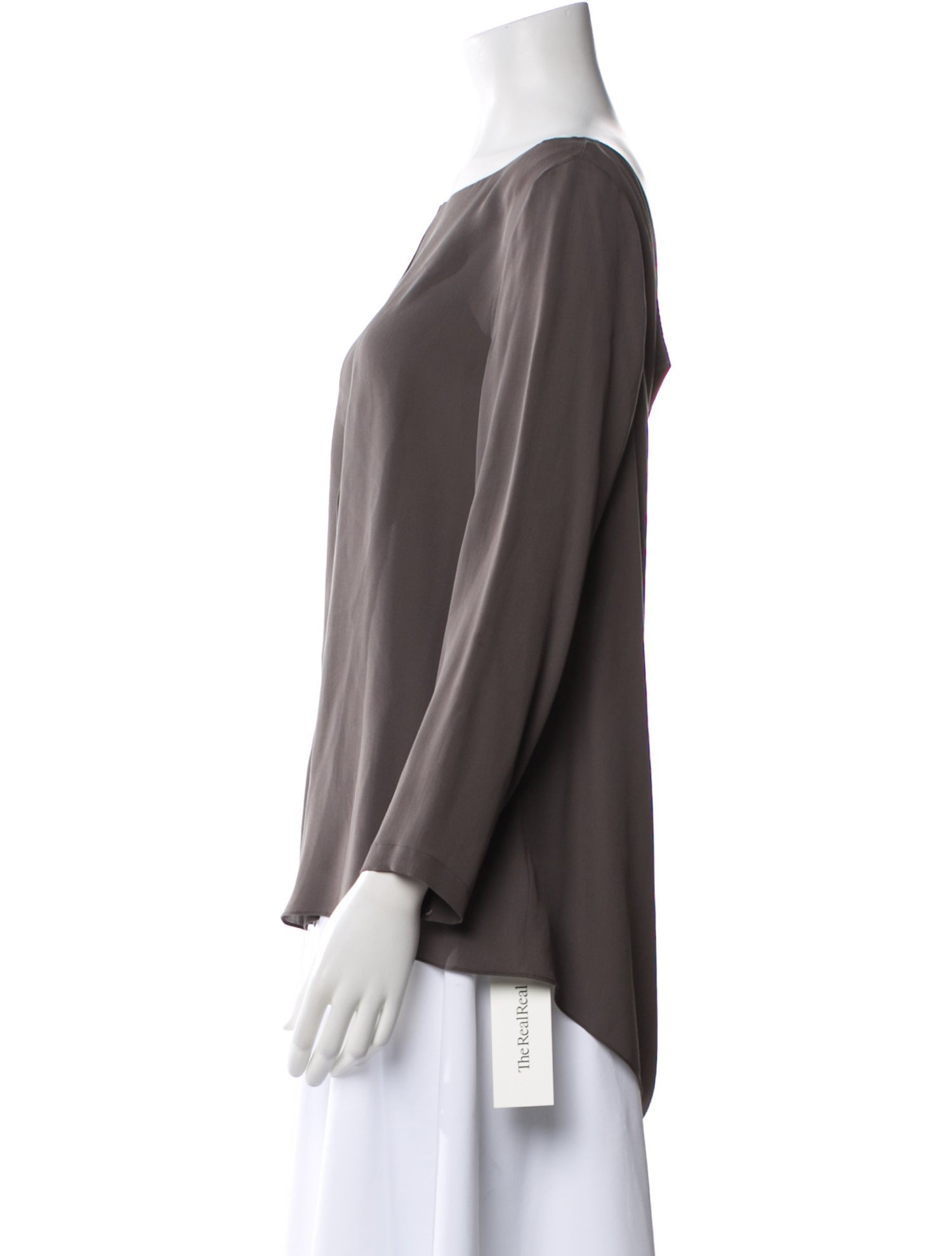 Halston Heritage Silk Bateau Neckline Blouse