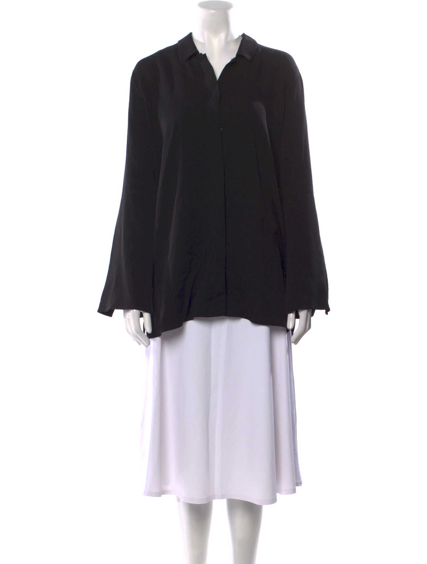 Halston Heritage Silk Long Sleeve Polo