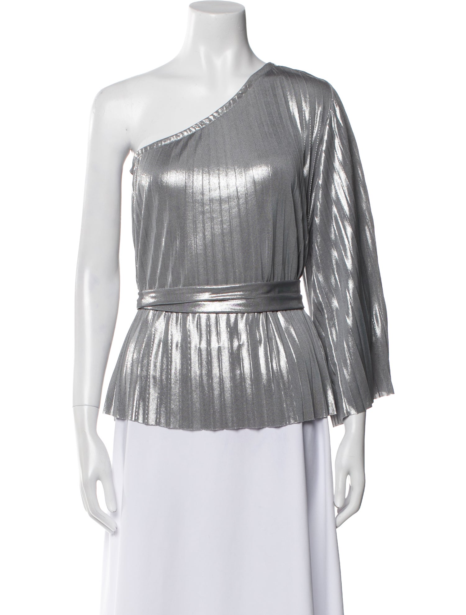 Halston Heritage One-Shoulder Three-Quarter Sleeve Blouse