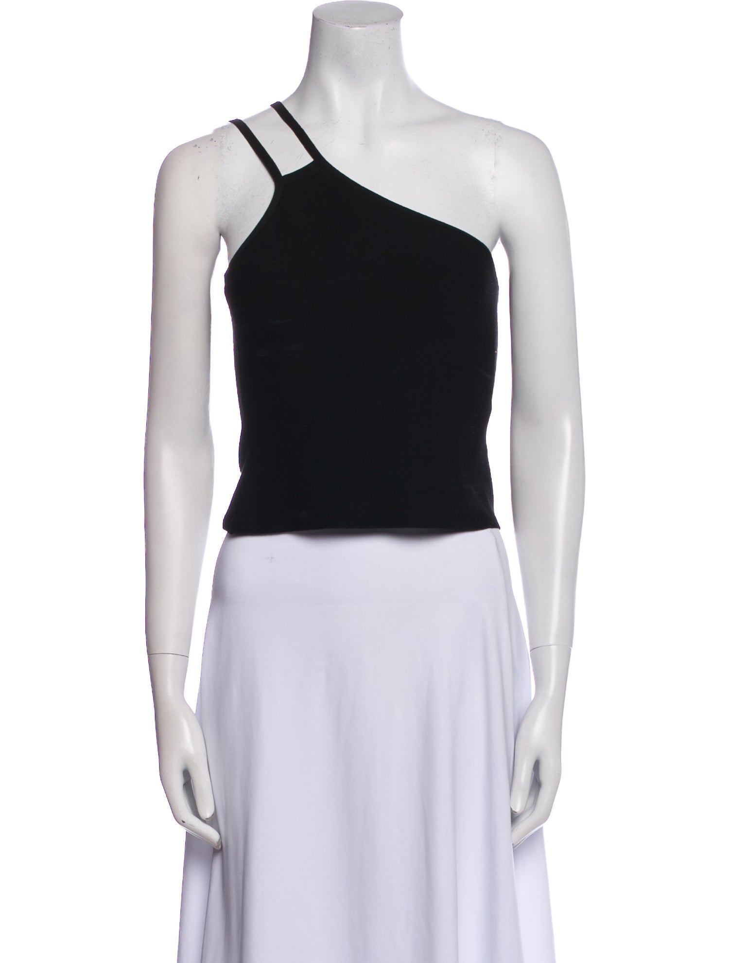 Halston Heritage One-Shoulder Sleeveless Crop Top