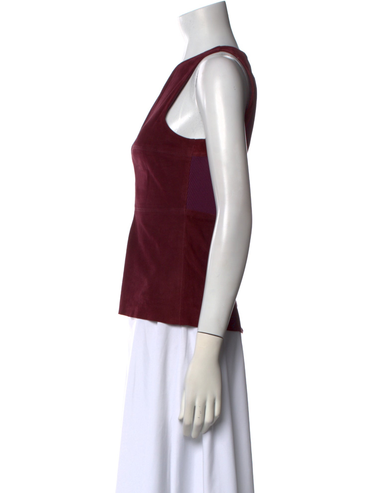 Halston Heritage Suede Bateau Neckline Top