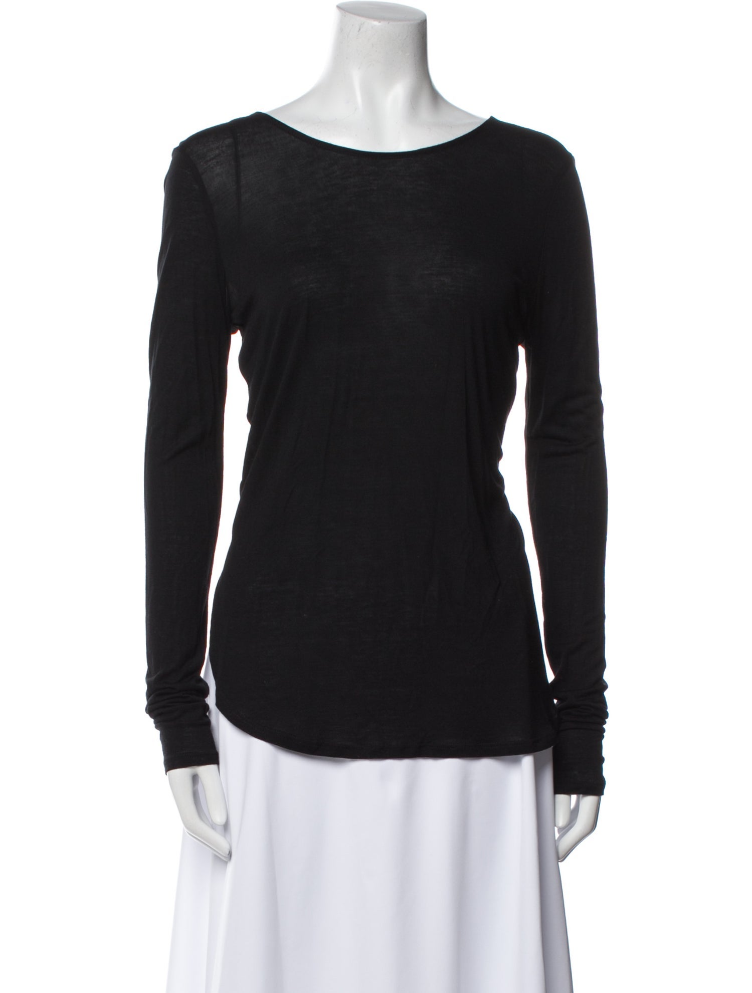 Halston Heritage Scoop Neck Long Sleeve T-Shirt