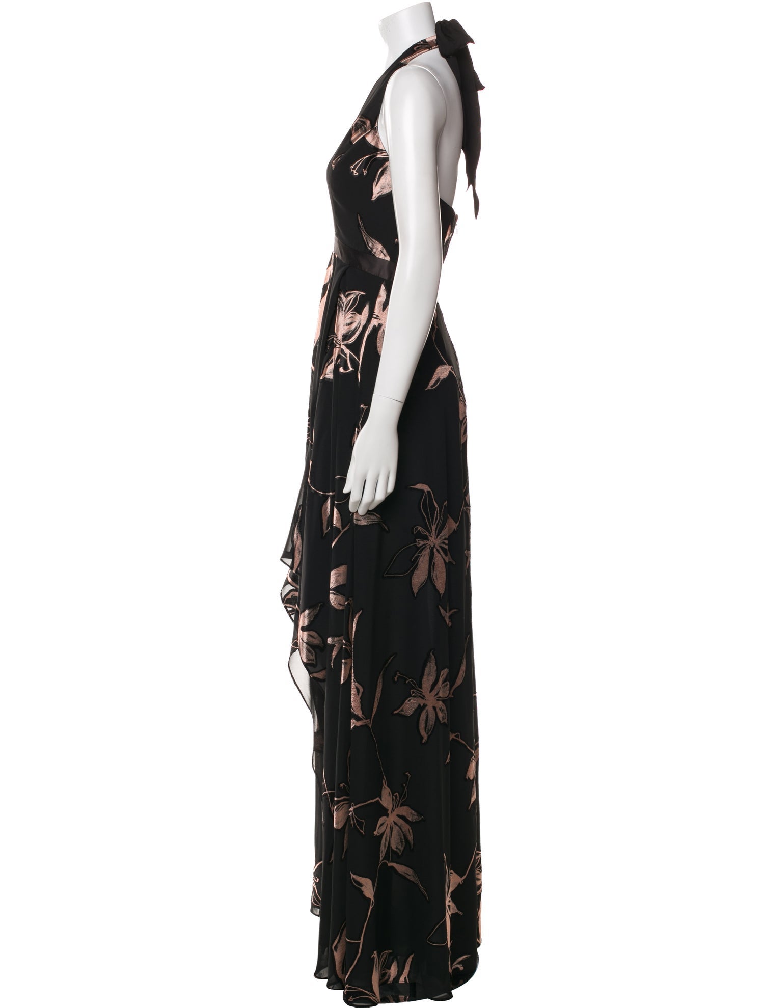 Halston Heritage Floral Print Long Dress