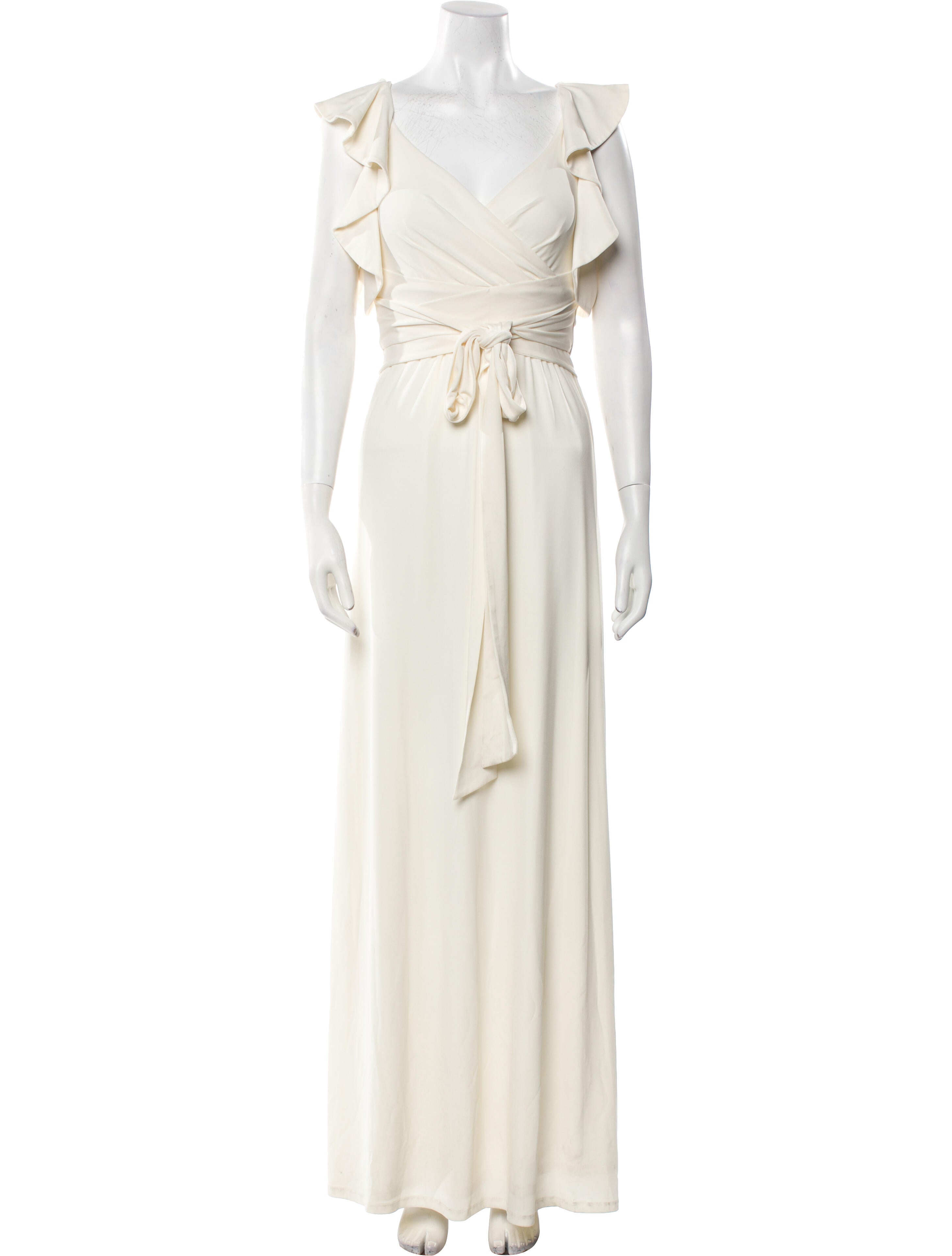 Halston Heritage V-Neck Long Dress