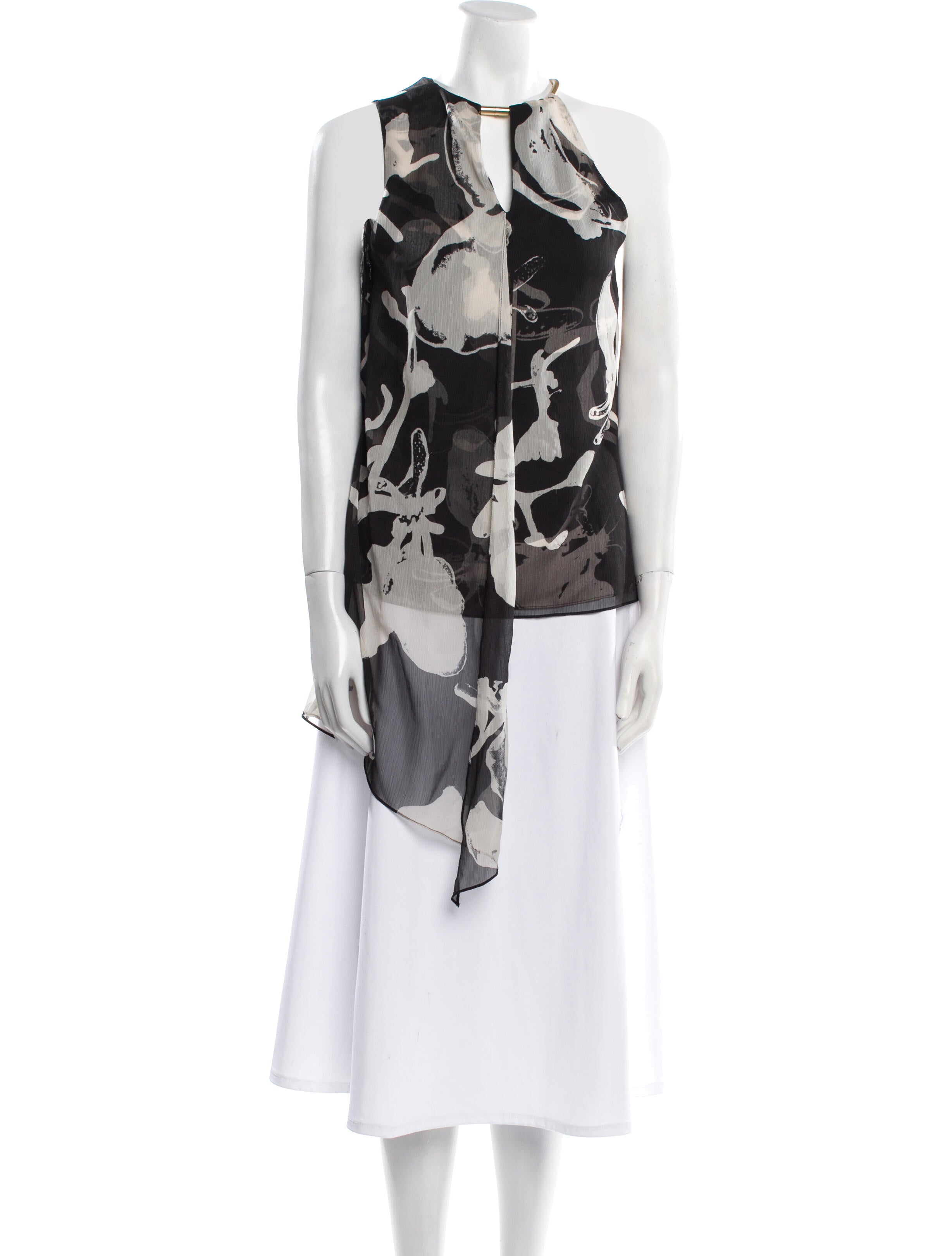 Halston Heritage Floral Print Crew Neck Tunic w/ Tags