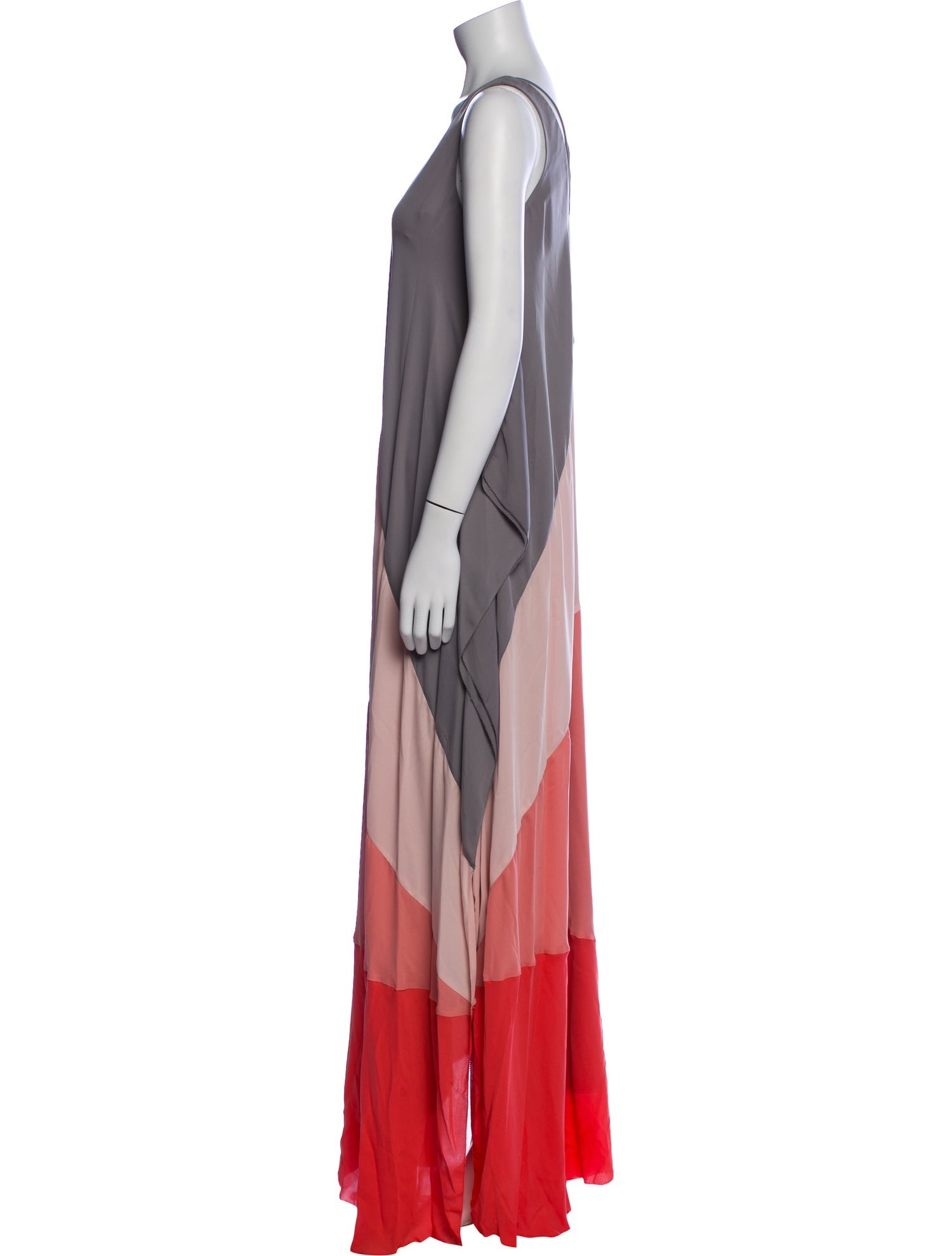 Halston Heritage Colorblock Pattern Long Dress