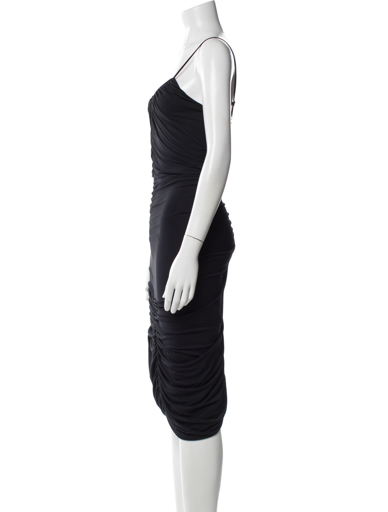 high collar midi dress Shona Joy - Otis Draped High Neck Midi Dress - Black