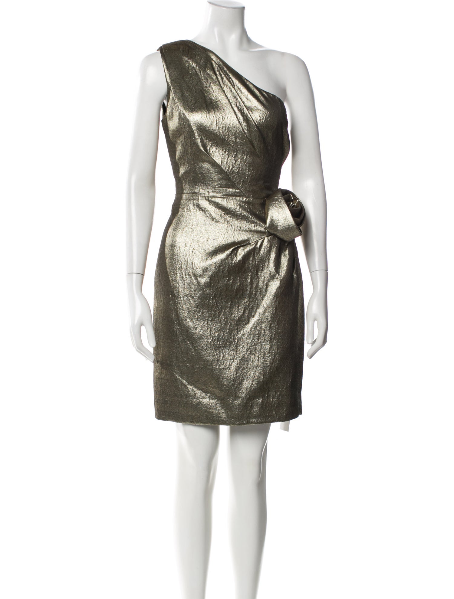 strapless open back dress 1979 halston couture gold lamé one shoulder grecian dress – persephone  vintage main image 0