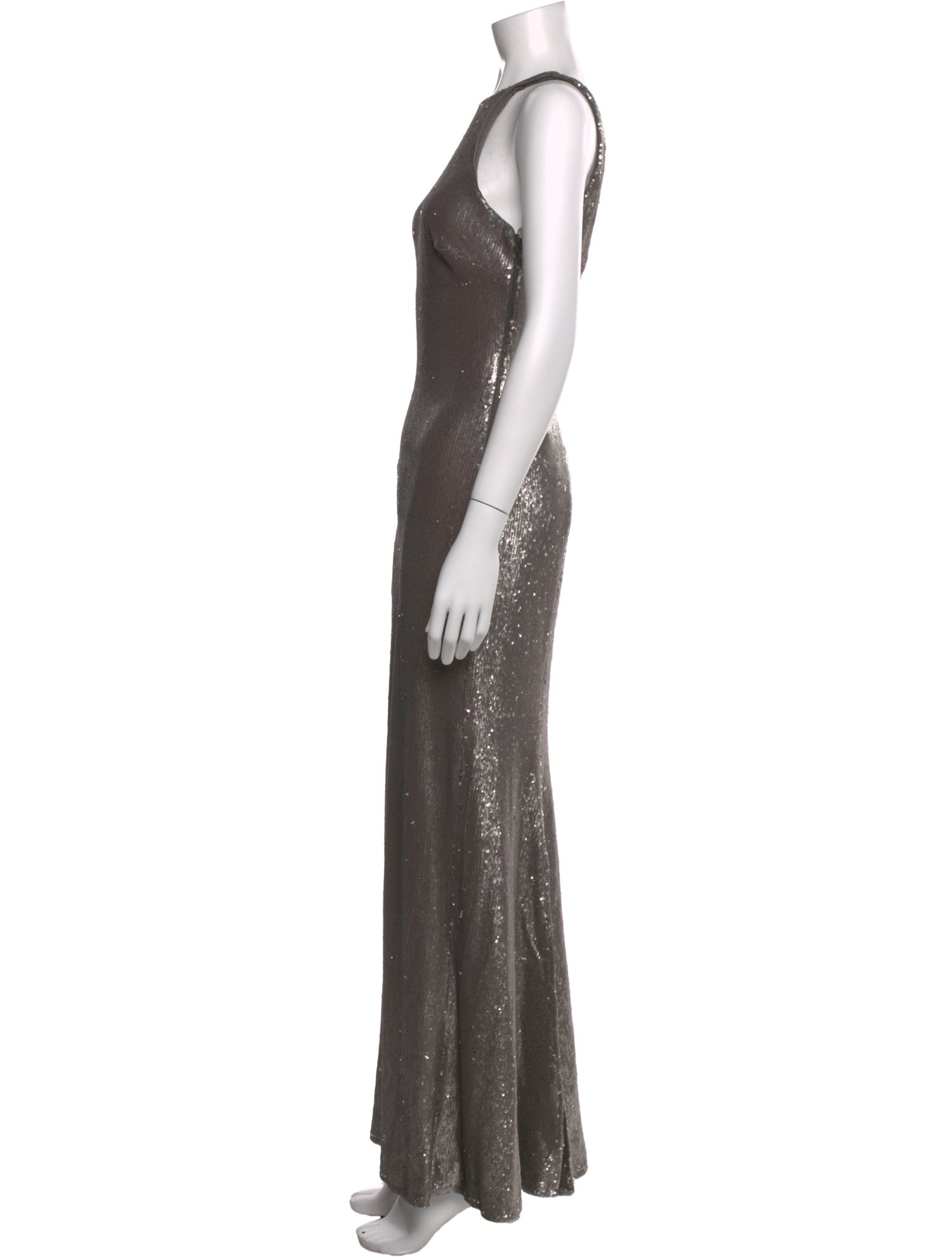 halston heritage sequin dress Halston Satin-trimmed sequined wrap dress