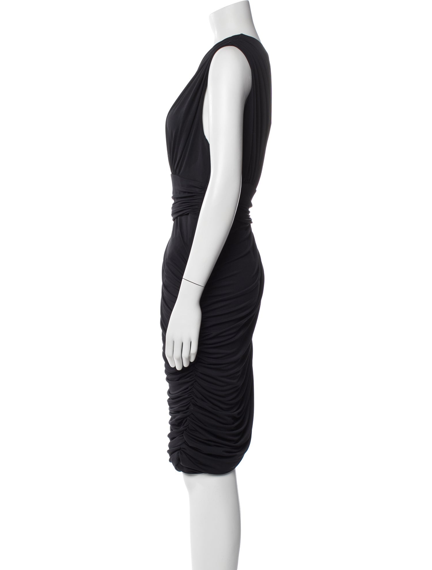 Halston One-Shoulder Ruched Asymmetric Jersey Dress, Black, Women's, M