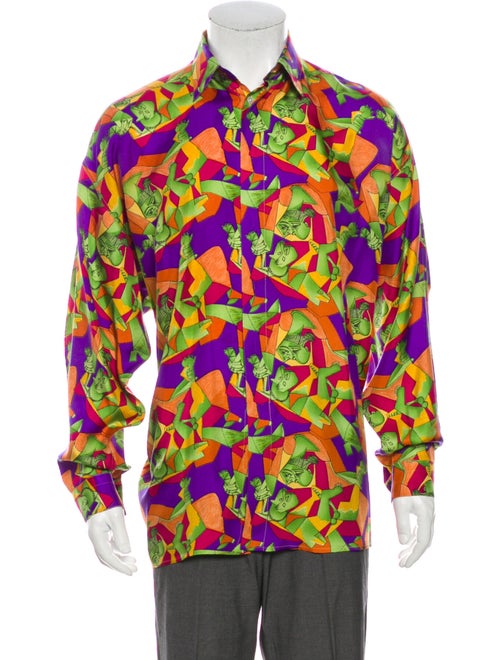 V2 Versace Classic Silk Printed Shirt Green