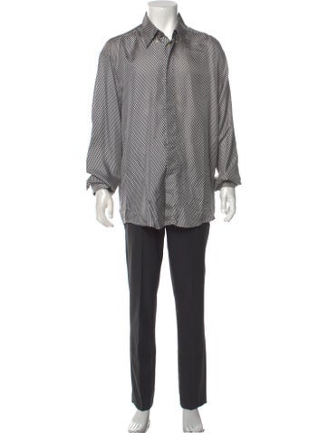 V2 Versace Classic Dress Shirts Silk Printed Shirt 3XL