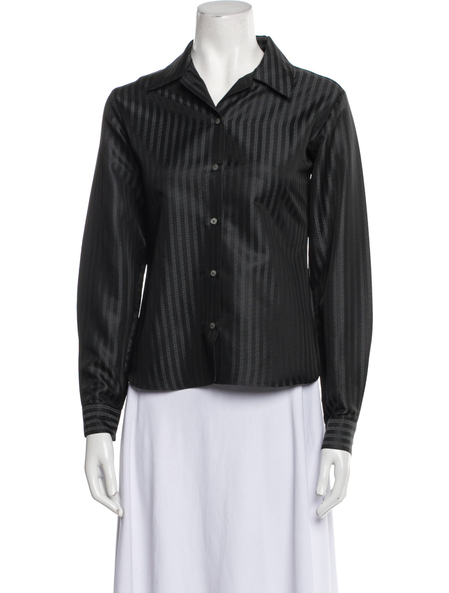 V2 Versace Classic Vintage Long Sleeve Button-Up Top