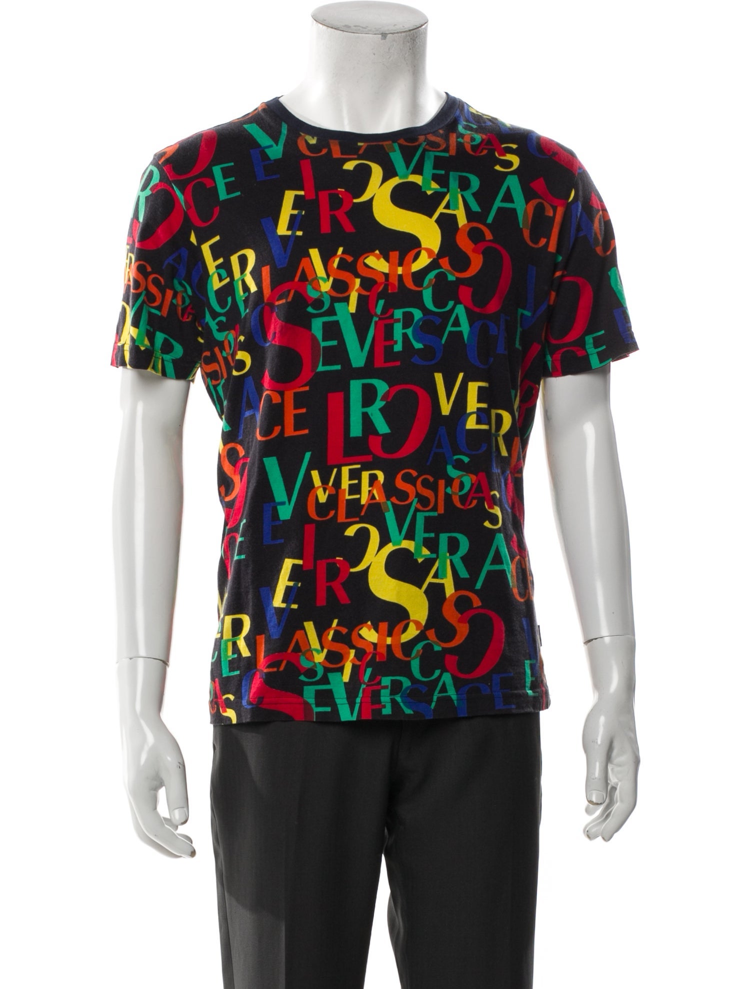 V2 Versace Classic Printed Crew Neck T-Shirt