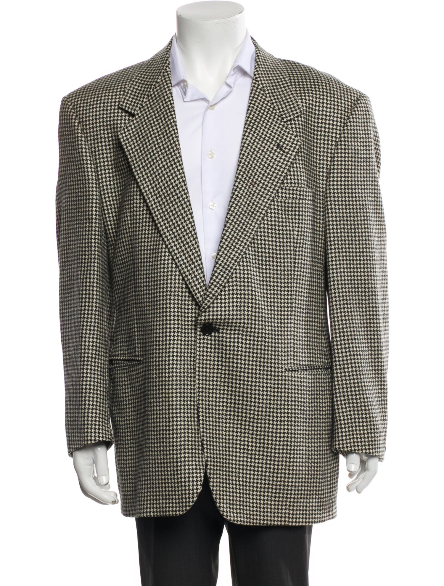 V2 Versace Classic Wool Houndstooth Print Blazer