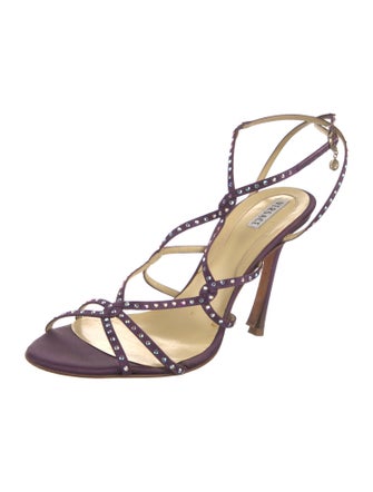 V2 Versace Classic Satin Crystal Embellishments Slingback Sandals