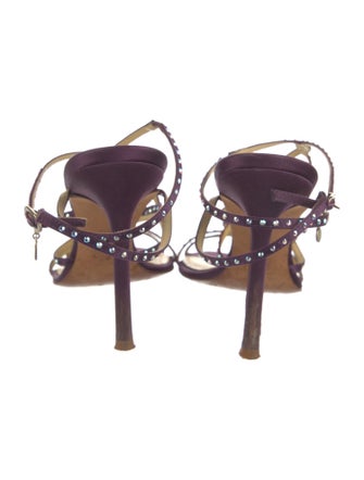 V2 Versace Classic Satin Crystal Embellishments Slingback Sandals