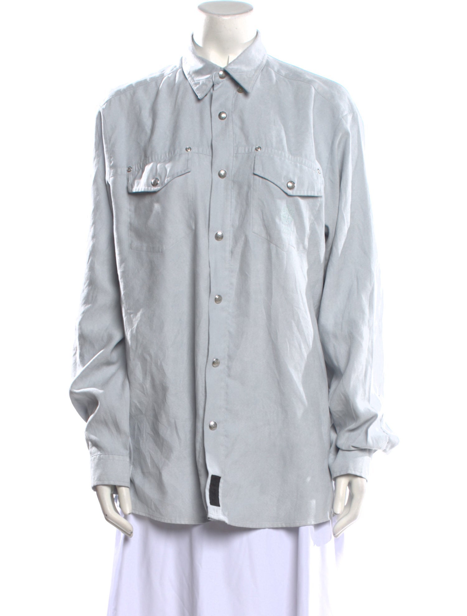 V2 Versace Classic Long Sleeve Button-Up Top