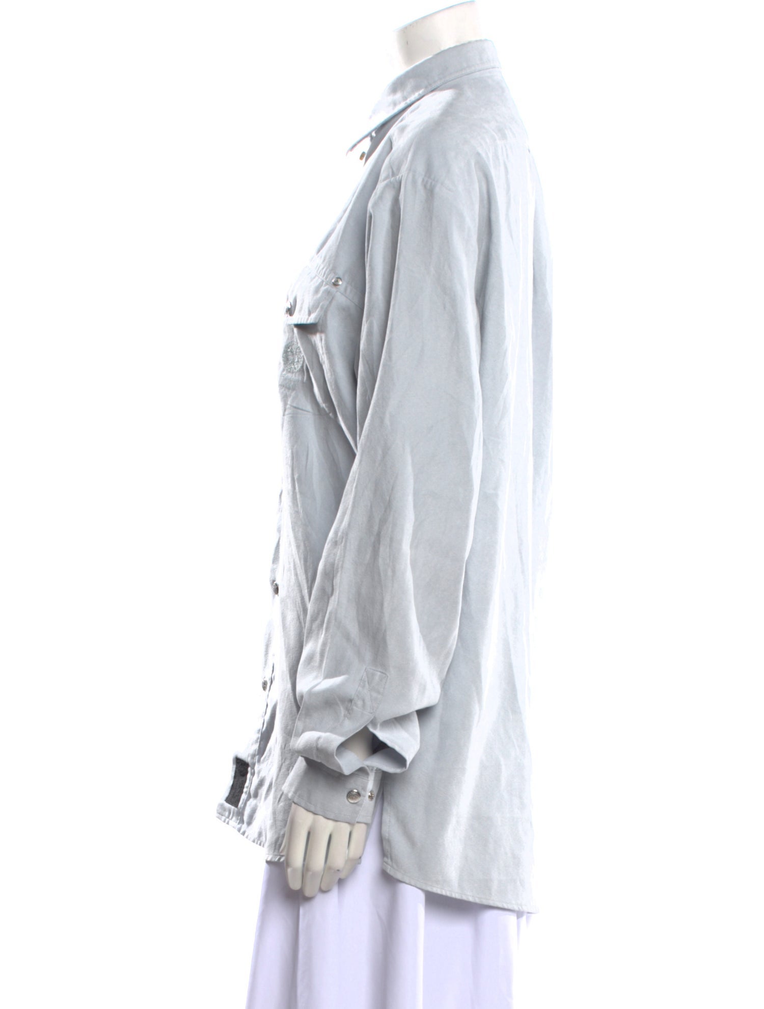 V2 Versace Classic Long Sleeve Button-Up Top