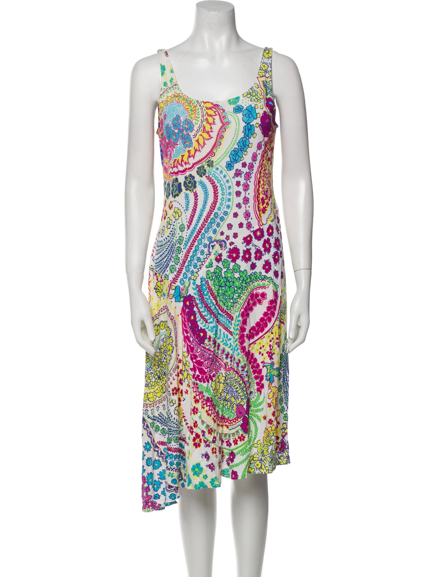 V2 Versace Classic Printed Midi Length Dress