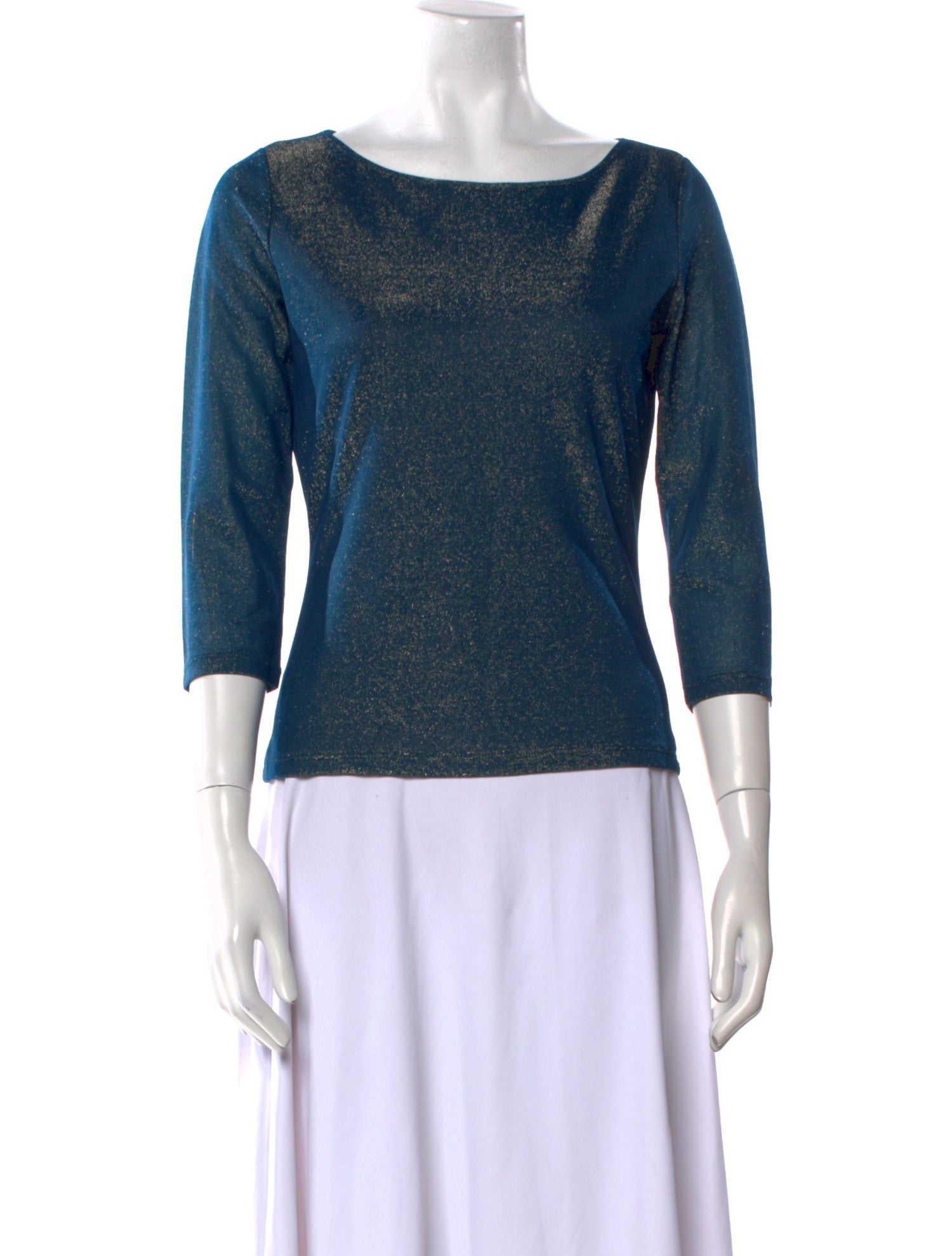 V2 Versace Classic Bateau Neckline Three-Quarter Sleeve T-Shirt