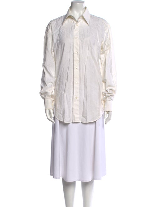 V2 Versace Classic Long Sleeve Button-Up Top