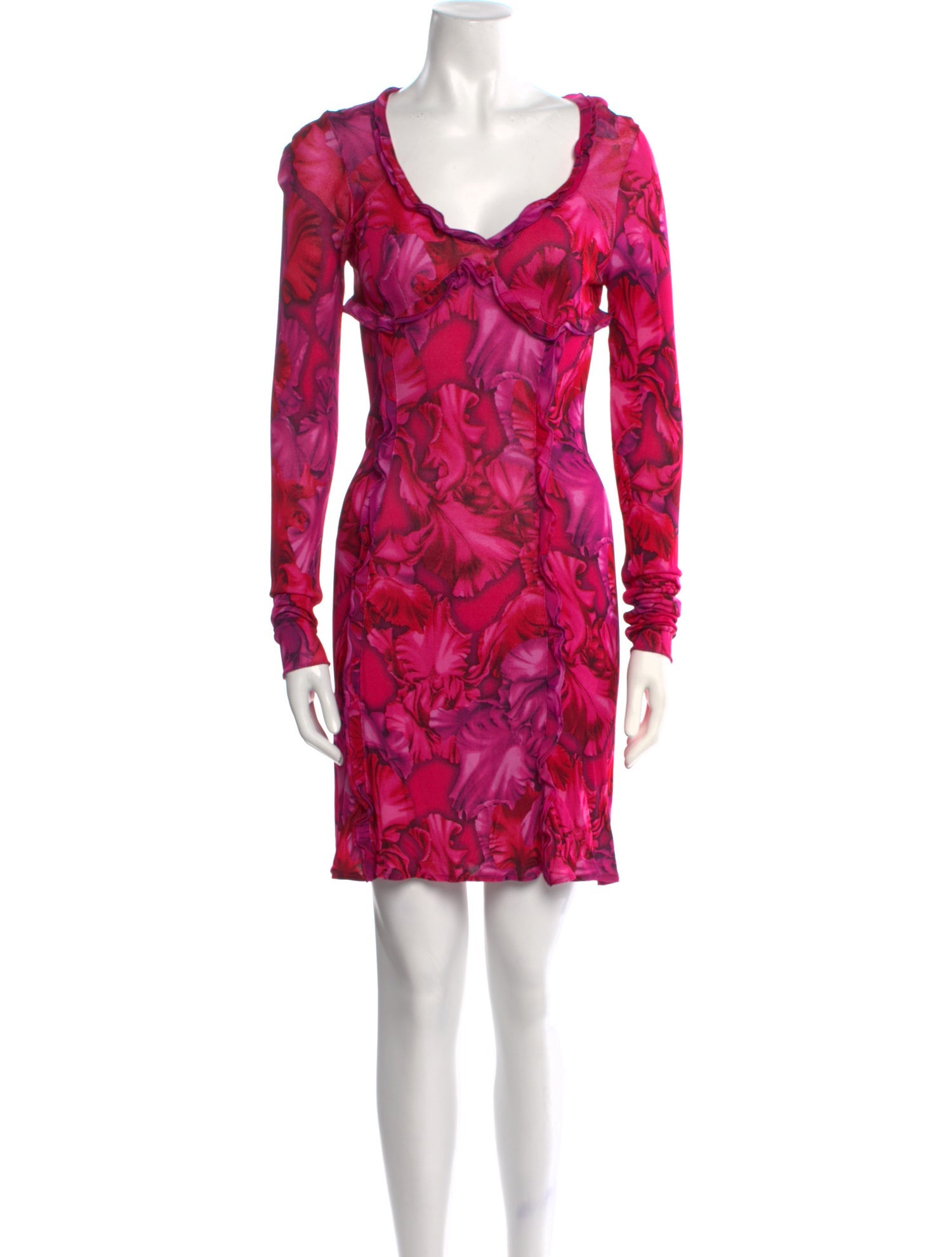V2 Versace Classic Floral Print Mini Dress