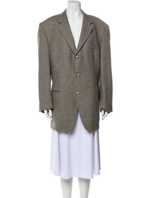 V2 Versace Classic Wool Houndstooth Print Blazer