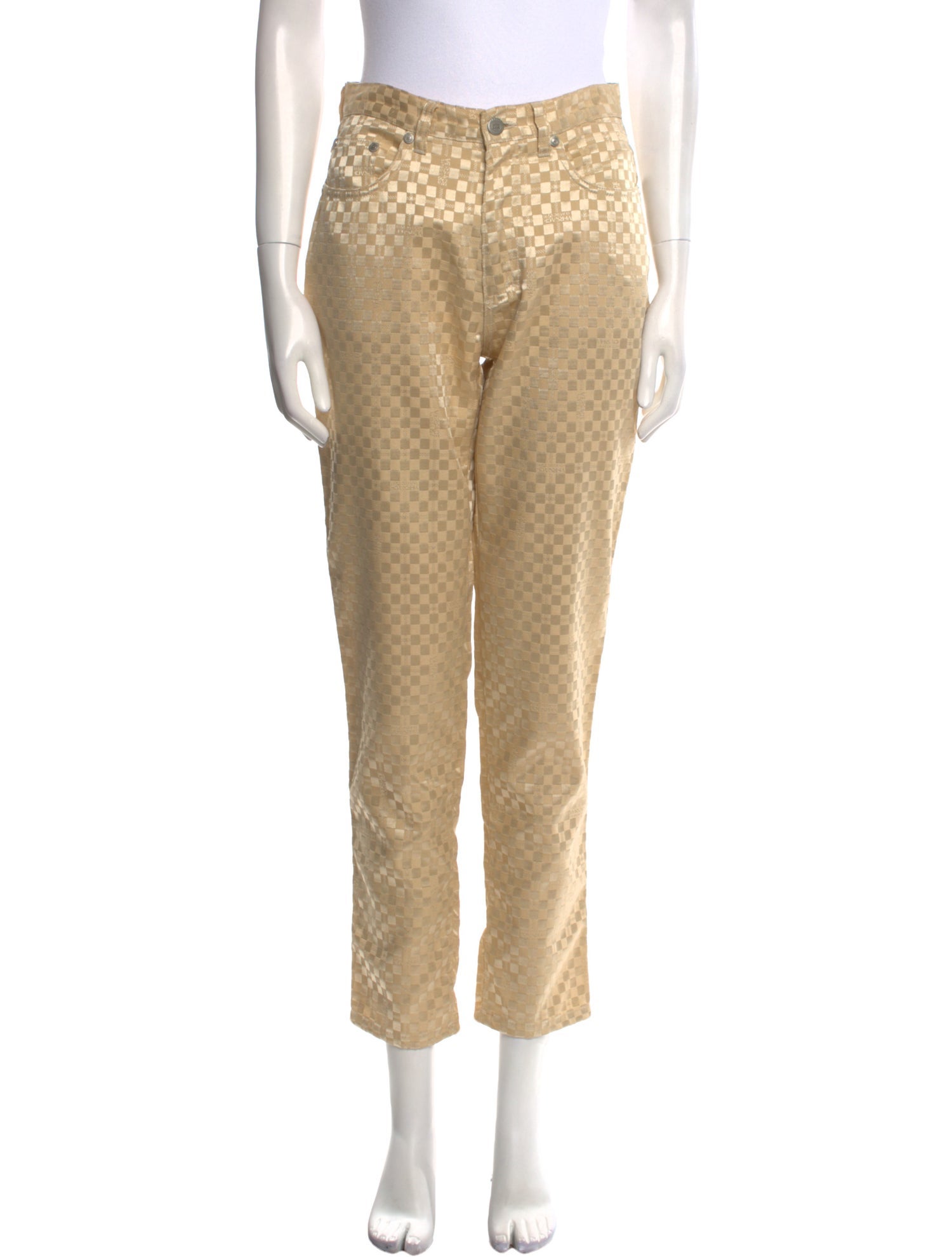 V2 Versace Classic Plaid Print Straight Leg Pants