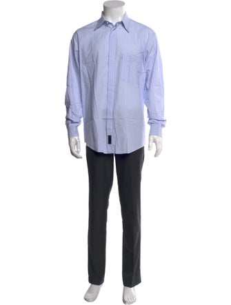 V2 Versace Classic Striped Long Sleeve Dress Shirt
