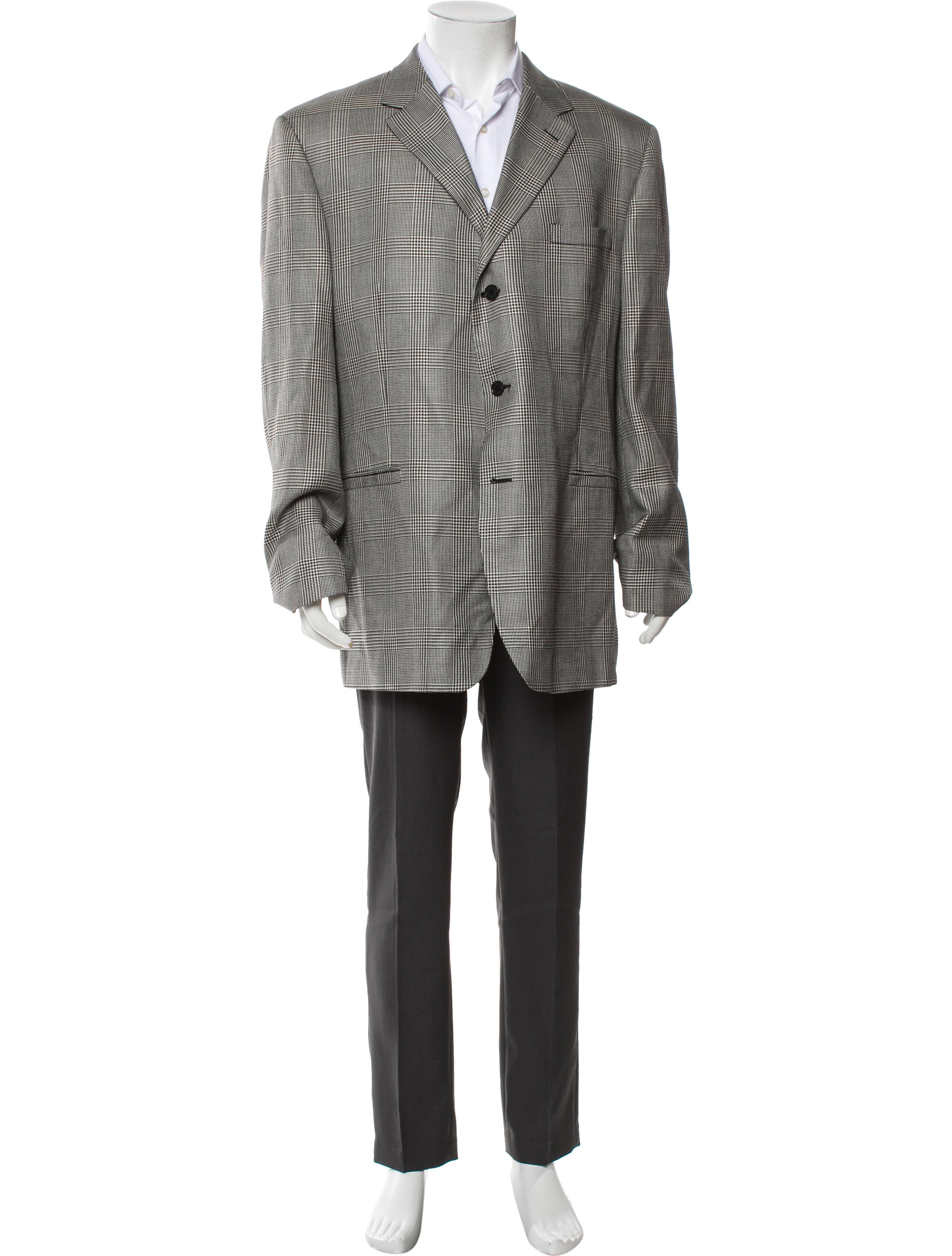 V2 Versace Classic Silk Plaid Print Two-Piece Blazer