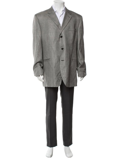 V2 Versace Classic Silk Plaid Print Two-Piece Blazer