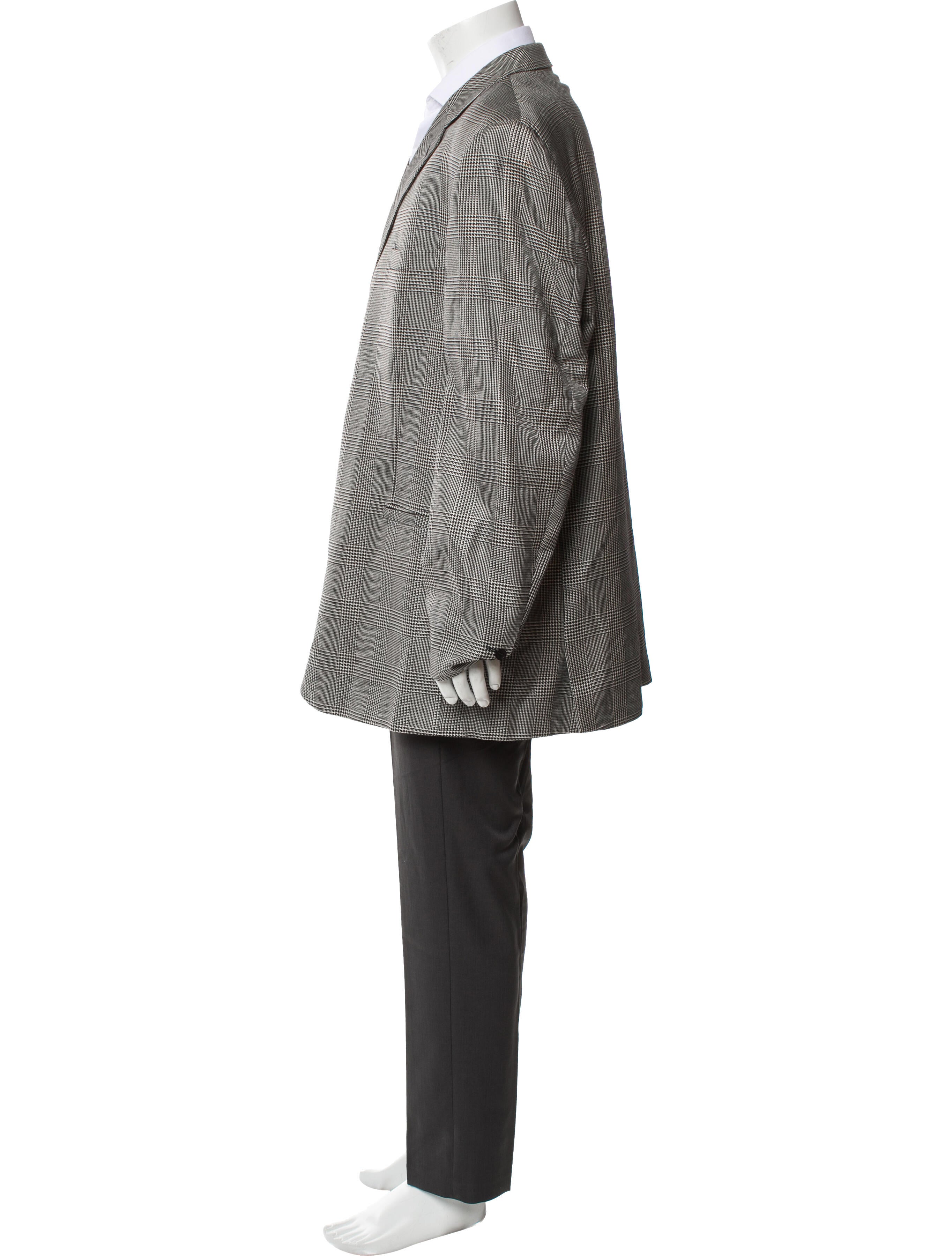 V2 Versace Classic Silk Plaid Print Two-Piece Blazer