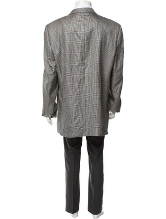 V2 Versace Classic Silk Plaid Print Two-Piece Blazer