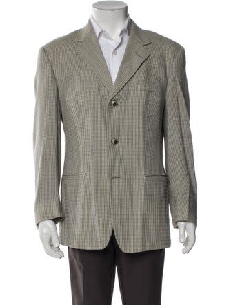 V2 Versace Classic Wool Plaid Print Blazer