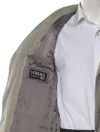 V2 Versace Classic Wool Plaid Print Blazer