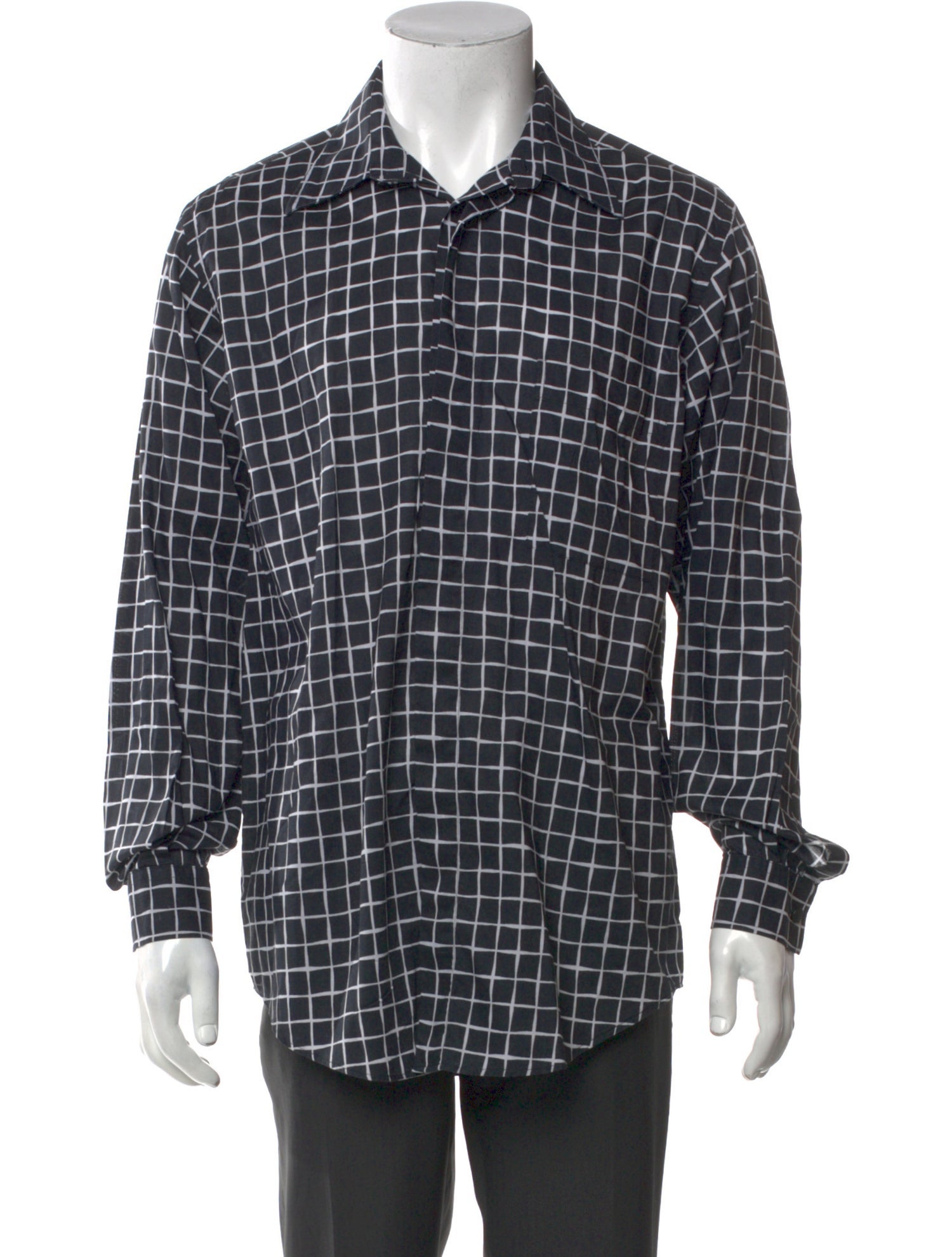 V2 Versace Classic Plaid Print Long Sleeve Shirt