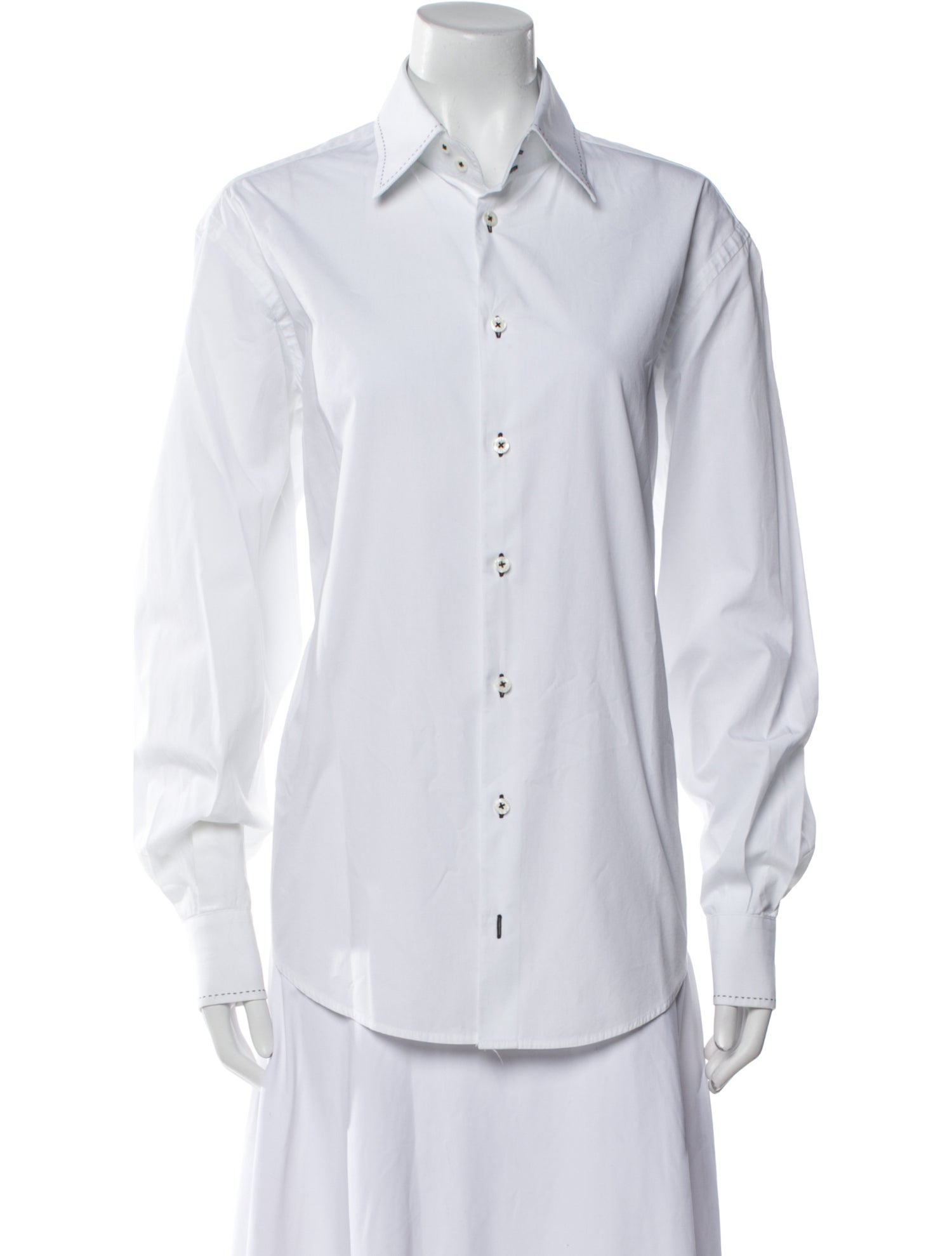 V2 Versace Classic Long Sleeve Button-Up Top