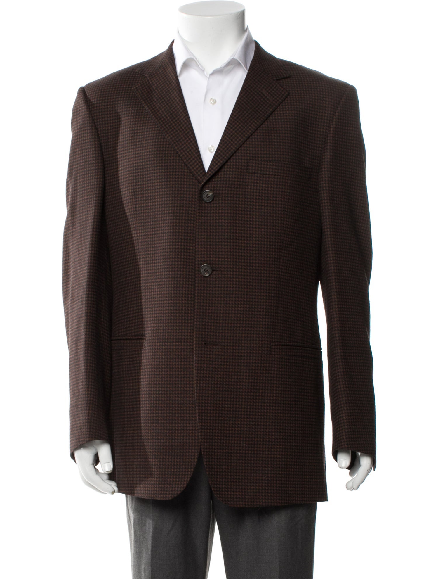 V2 Versace Classic Wool Plaid Print Blazer