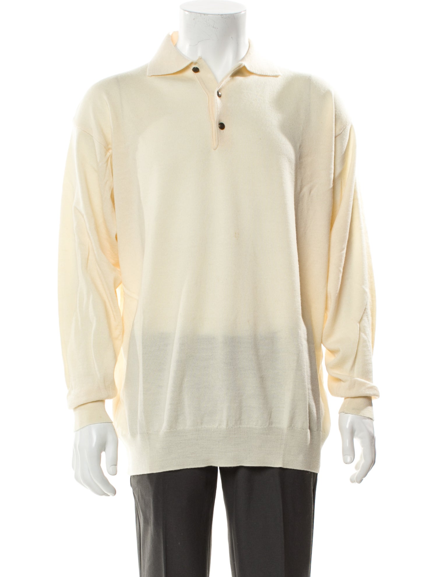 V2 Versace Classic Merino Wool Collar Polo Sweater