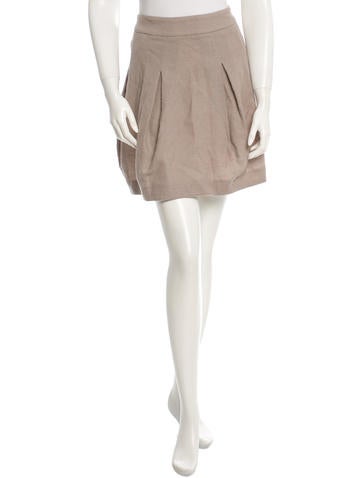 Hache Wool Pleat-Accented Skirt