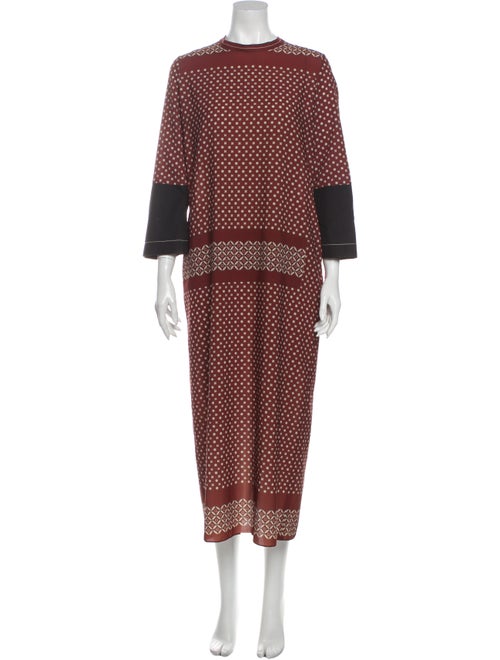 Hache Printed Long Dress Brown