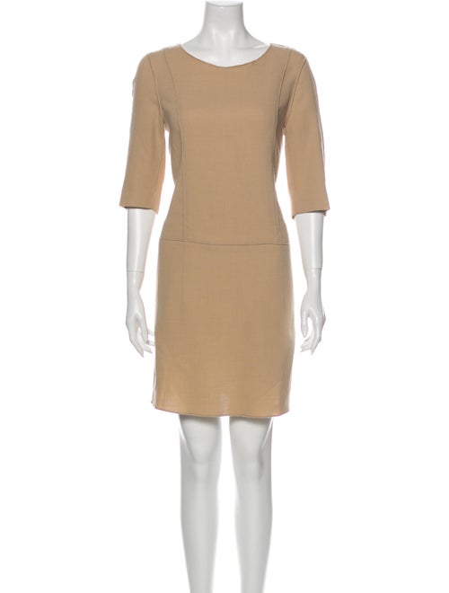 Hache Scoop Neck Mini Dress Brown