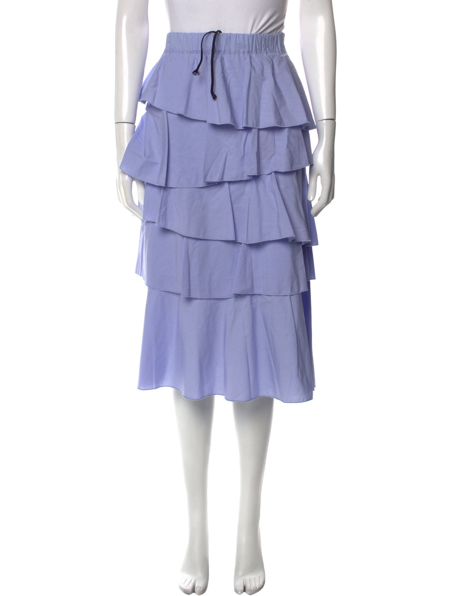 Hache Ruffle Embellishment Knee-Length Skirt