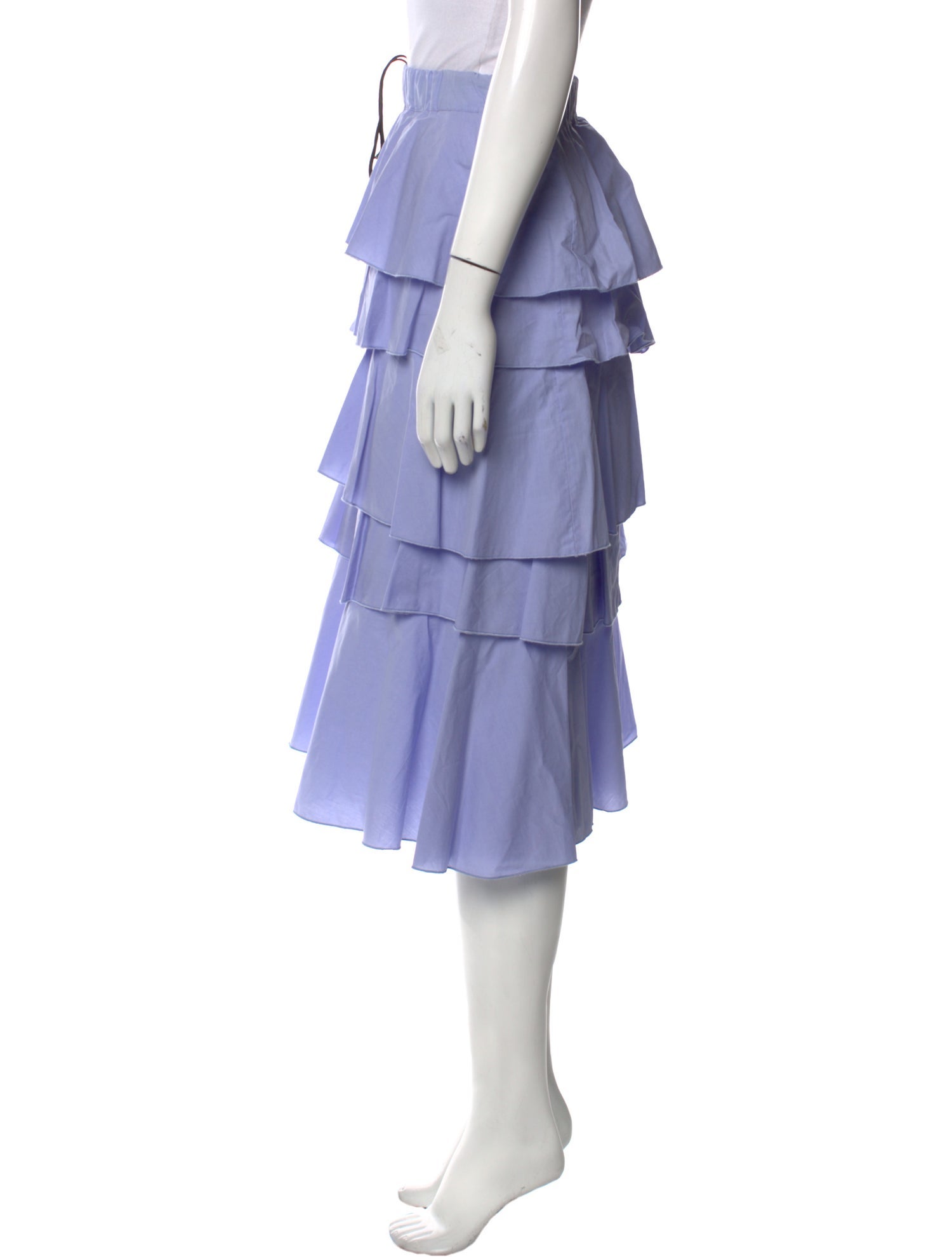 Hache Ruffle Embellishment Knee-Length Skirt