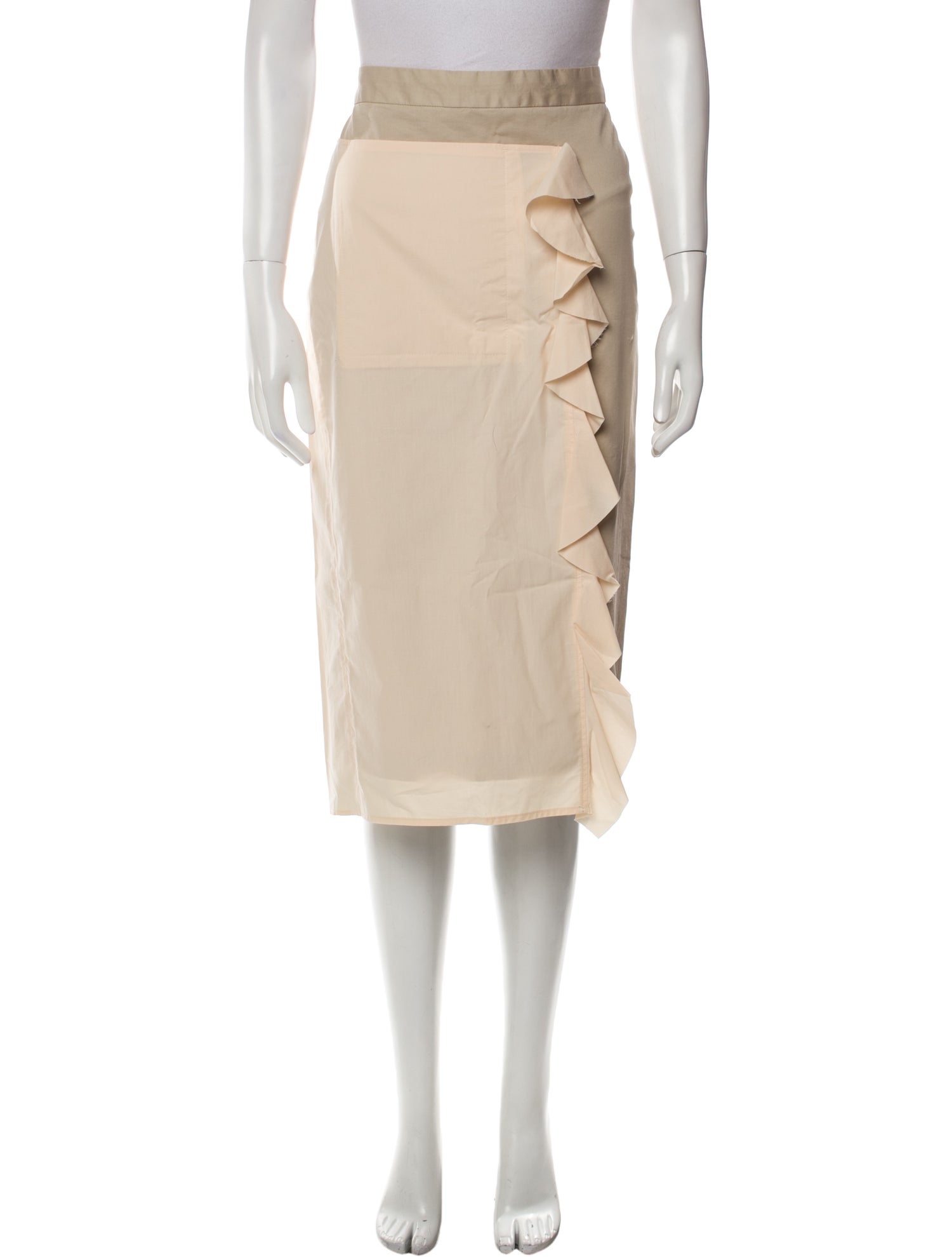 Hache Ruffle Embellishment Knee-Length Skirt w/ Tags