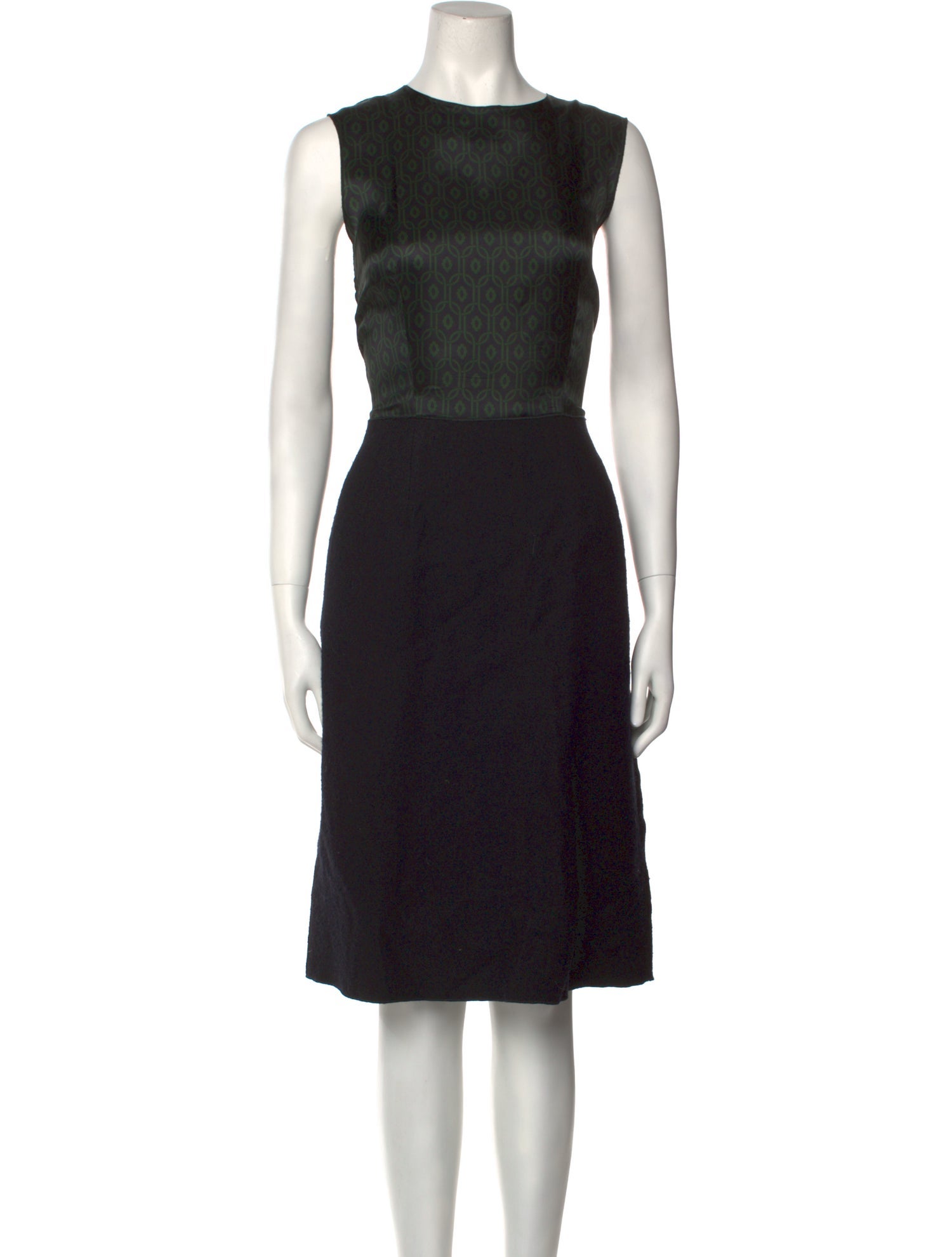 Hache Bateau Neckline Midi Length Dress