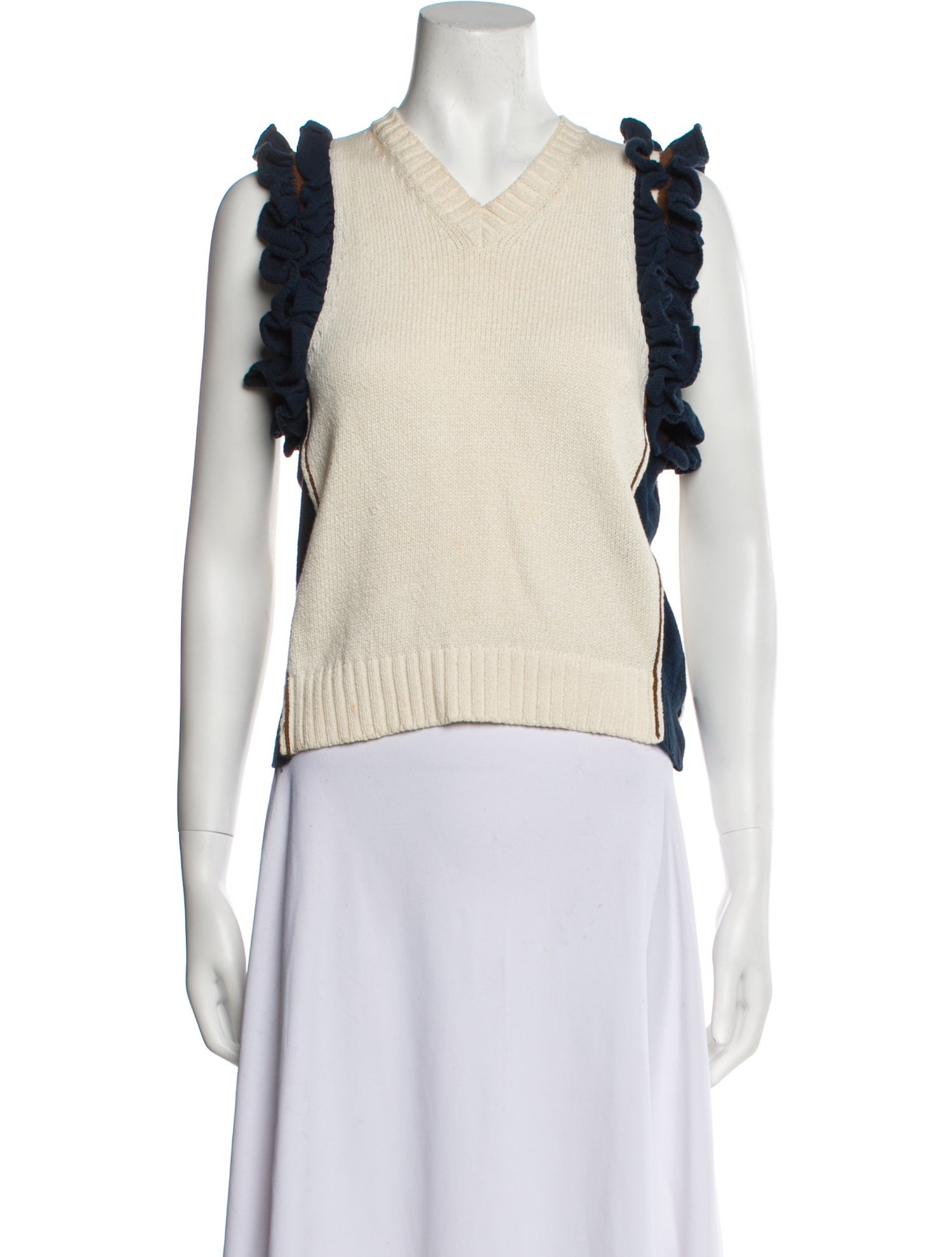 Hache Colorblock Pattern V-Neck Sweater