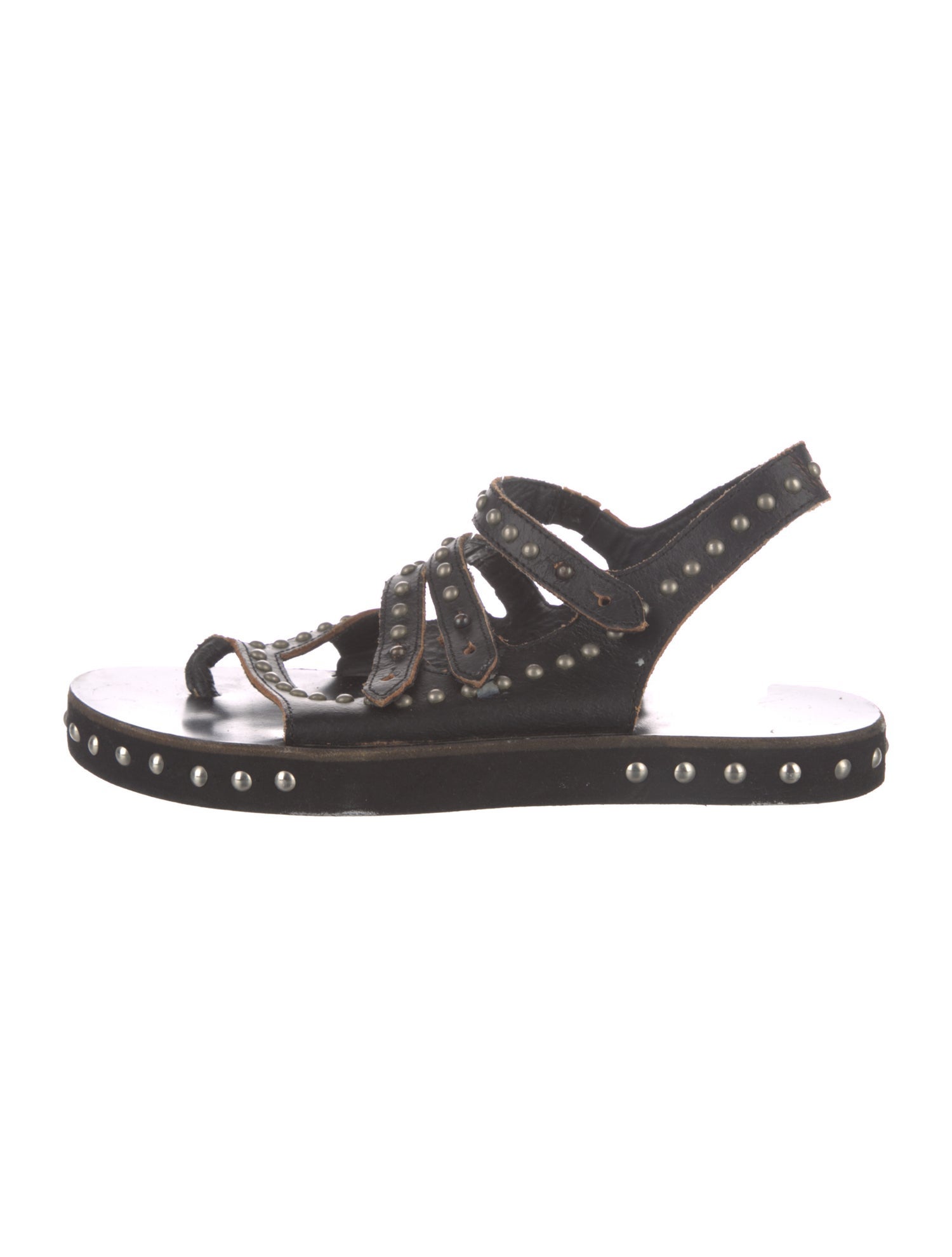Hache Leather Studded Accents Slingback Sandals