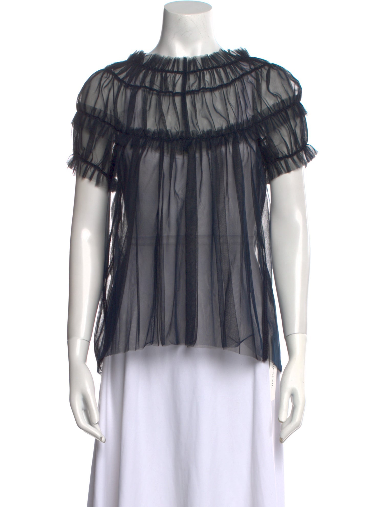 Hache Bateau Neckline Short Sleeve Blouse